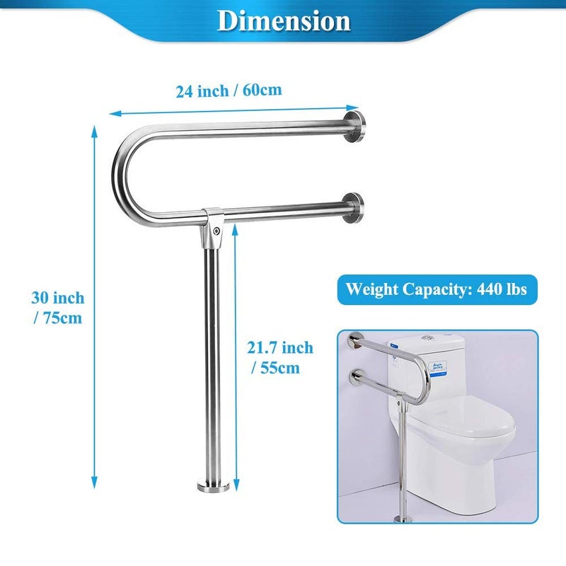 Zelen Handicap Rails Grab Bars Bathroom Toilet Safety Rails Support for Elderly Seniors Handicap Toilet Rails Support Assist Stainless Steel Grab Bars for Bathroom Shower Safety Bars Handrails - Image 2